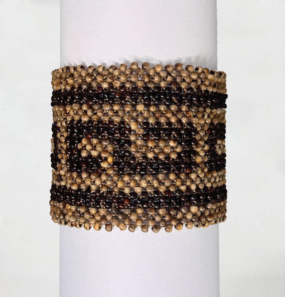 Bracelet élastique perlé autochtone • Peuple WAURÁ (du Brésil)